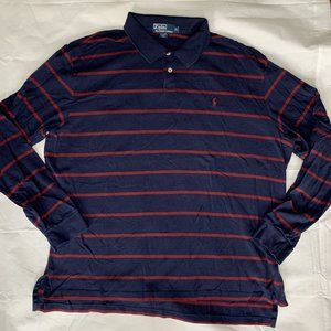 Ralph Lauren Polo Golf Mens Long Sleeve 100% Pima Cotton Striped Polo Shirt XL